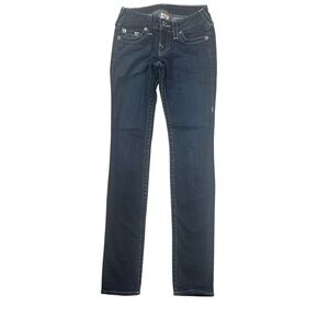 True Religion Skinny Jeans Size 24 Dark Wash Low Rise Stretch USA